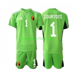 België Kind Shirt met Bedrukking Doelman Courtois 1 Thuis 2021-2022 Korte Mouw