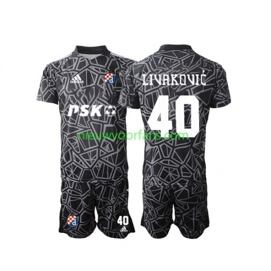 Kind Shirt met Bedrukking Doelman Dinamo Zagreb Livakovic 40 Thuis 2022-2023 Korte Mouw