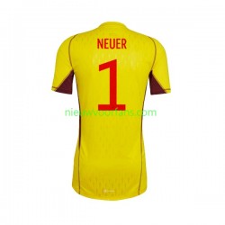 Duitsland Heren Shirt met Bedrukking Doelman Manuel Neuer 1 Uit WK 2022 Korte Mouw