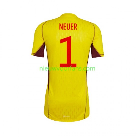Duitsland Heren Shirt met Bedrukking Doelman Manuel Neuer 1 Uit WK 2022 Korte Mouw