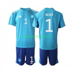 Duitsland Kind Shirt met Bedrukking Doelman Manuel Neuer 1 Thuis WK 2022 Korte Mouw