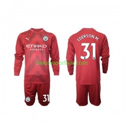 Manchester City Kind Shirt met Bedrukking Doelman Ederson M 31 Thuis 2022-2023 Lange Mouw