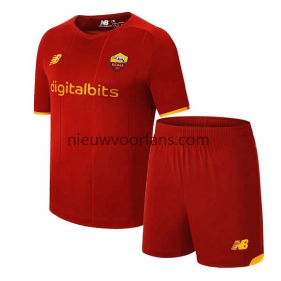 AS Roma Kind Shirt met Bedrukking Thuis 2021-2022 Korte Mouw