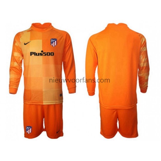 Atlético Madrid Kind Shirt met Bedrukking Doelman Thuis 2021-2022 Lange Mouw
