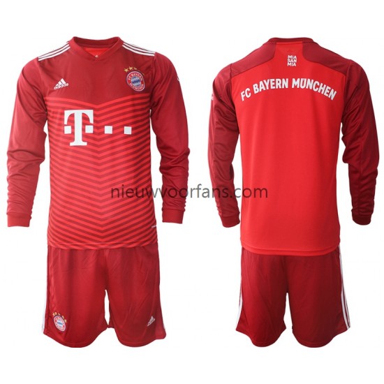 FC Bayern München Kind Shirt met Bedrukking Thuis 2021-2022 Lange Mouw