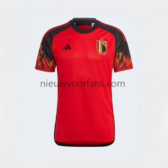 België Heren Shirt met Bedrukking Thuis WK 2022 Korte Mouw