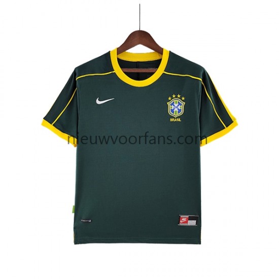 Brazilië Heren Shirt met Bedrukking Doelman 1998 Retro Uit Korte Mouw