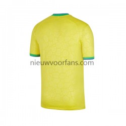 Brazilië Heren Shirt met Bedrukking Thuis WK 2022 Korte Mouw