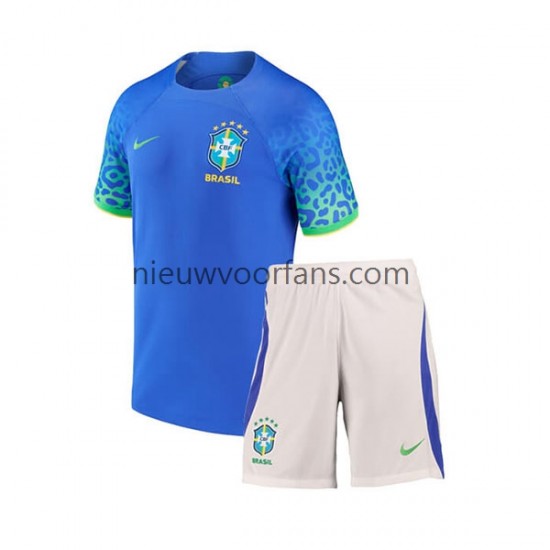 Brazilië Kind Shirt met Bedrukking Uit WK 2022 Korte Mouw