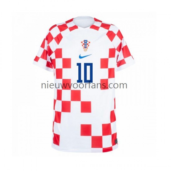 Kroatië Heren Shirt met Bedrukking Modrić 10 Thuis WK 2022 Korte Mouw