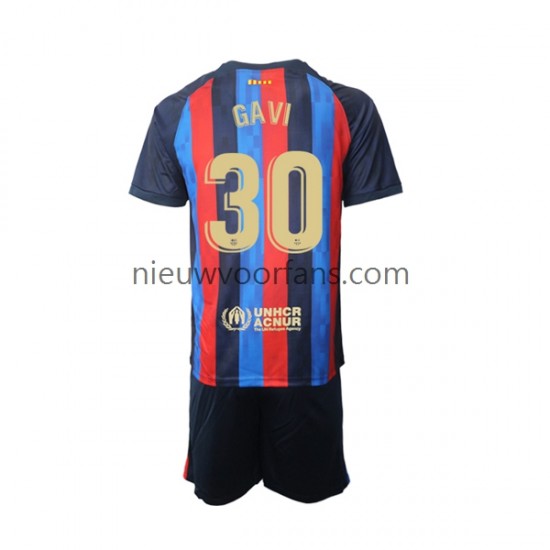 FC Barcelona Kind Shirt met Bedrukking Gavi 30 Thuis 2022-2023 Korte Mouw