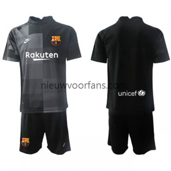 FC Barcelona Kind Shirt met Bedrukking Doelman Uit 2021-2022 Korte Mouw
