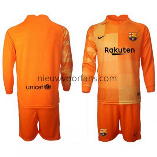 FC Barcelona Kind Shirt met Bedrukking Doelman Thuis 2021-2022 Lange Mouw