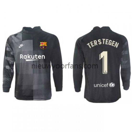FC Barcelona Heren Shirt met Bedrukking Doelman Ter Stegen 1 Uit 2021-2022 Lange Mouw