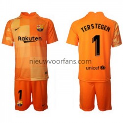 FC Barcelona Kind Shirt met Bedrukking Doelman Ter Stegen 1 Thuis 2021-2022 Korte Mouw