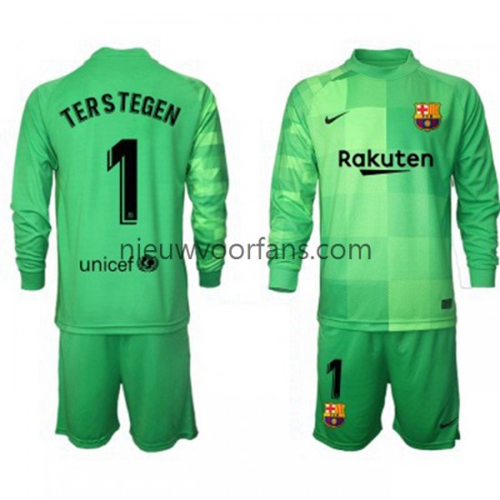 FC Barcelona Kind Shirt met Bedrukking Doelman Ter Stegen 1 Derde 2021-2022 Lange Mouw
