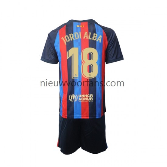 FC Barcelona Kind Shirt met Bedrukking Jordi Alba 18 Thuis 2022-2023 Korte Mouw