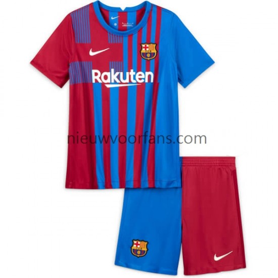 FC Barcelona Kind Shirt met Bedrukking Thuis 2021-2022 Korte Mouw