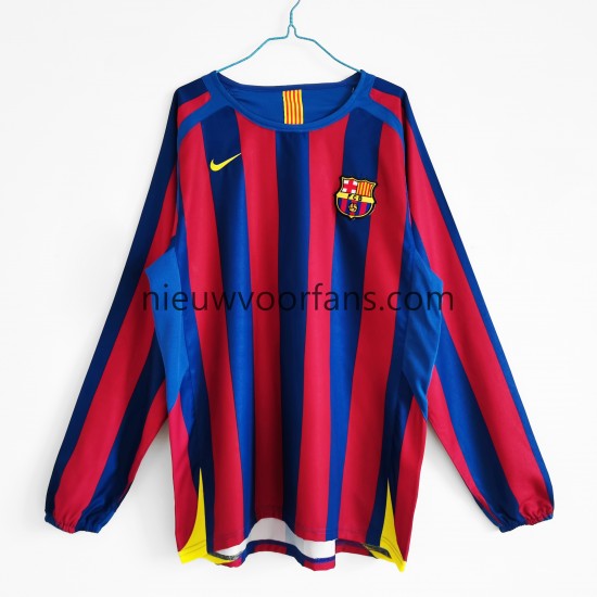 FC Barcelona Heren Shirt met Bedrukking Retro Thuis 2005- 2006 Lange Mouw