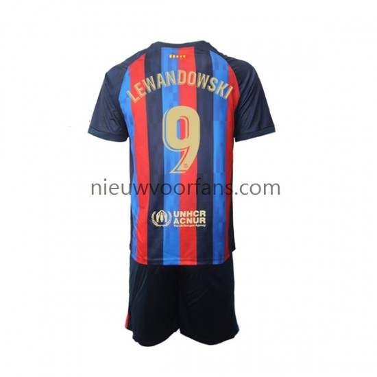 FC Barcelona Kind Shirt met Bedrukking Robert Lewandowski 9 Thuis 2022-2023 Korte Mouw