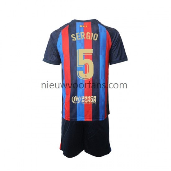 FC Barcelona Kind Shirt met Bedrukking Sergio Busquets 5 Thuis 2022-2023 Korte Mouw