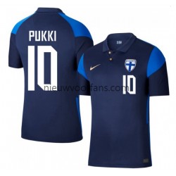 Finland Heren Shirt met Bedrukking Teemu Pukki 10 Euro 2020 Uit Korte Mouw