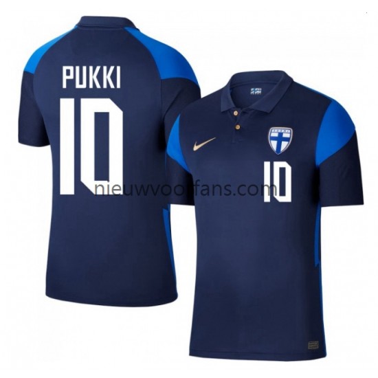 Finland Heren Shirt met Bedrukking Teemu Pukki 10 Euro 2020 Uit Korte Mouw