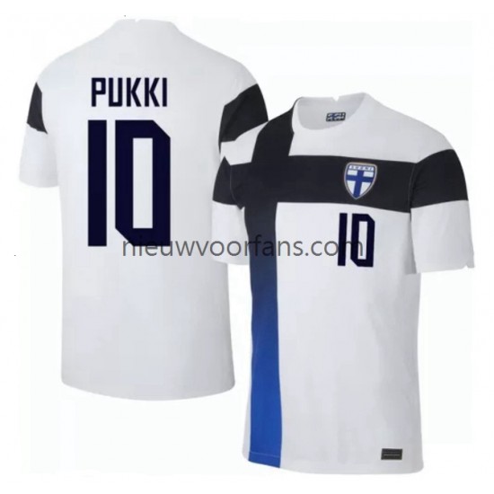 Finland Heren Shirt met Bedrukking Teemu Pukki 10 Euro 2020 Thuis Korte Mouw