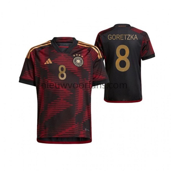 Duitsland Heren Shirt met Bedrukking Leon Goretzka 8 Uit WK 2022 Korte Mouw