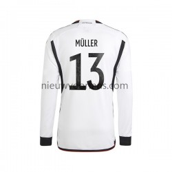 Duitsland Heren Shirt met Bedrukking Thomas Muller 13 Thuis WK 2022 Lange Mouw