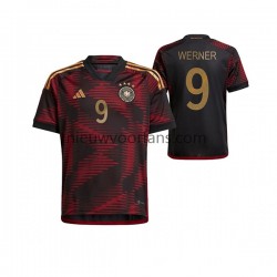 Duitsland Heren Shirt met Bedrukking Timo Werner 9 Uit WK 2022 Korte Mouw
