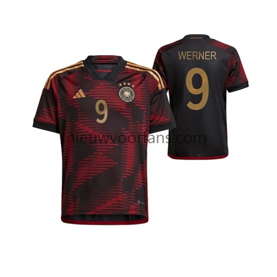 Duitsland Heren Shirt met Bedrukking Timo Werner 9 Uit WK 2022 Korte Mouw