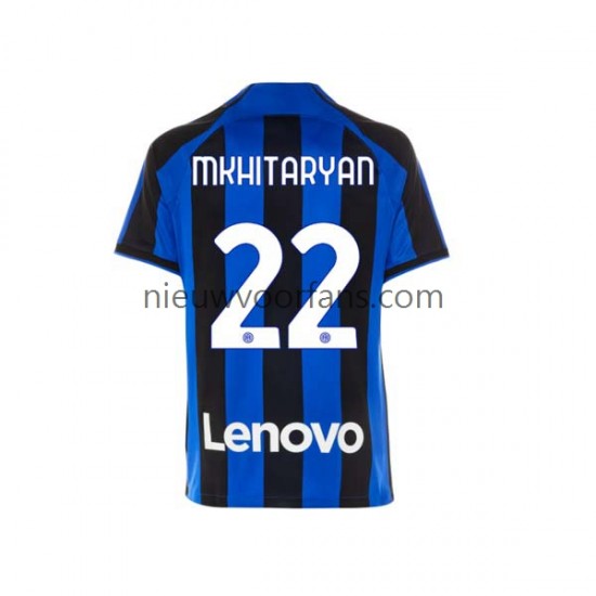 Inter Milan Heren Shirt met Bedrukking Henrikh Mkhitaryan 22 Thuis 2022-2023 Korte Mouw