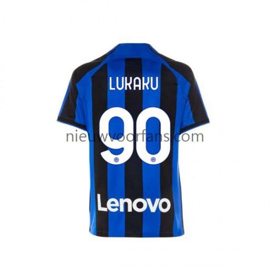 Inter Milan Heren Shirt met Bedrukking Romelu Lukaku 90 Thuis 2022-2023 Korte Mouw