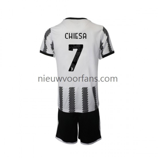 Juventus Kind Shirt met Bedrukking Chiesa 7 Thuis 2022-2023 Korte Mouw