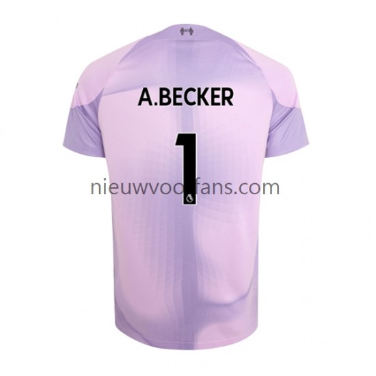 Liverpool Heren Shirt met Bedrukking Doelman Alisson Becker 1 Thuis 2022-2023 Korte Mouw
