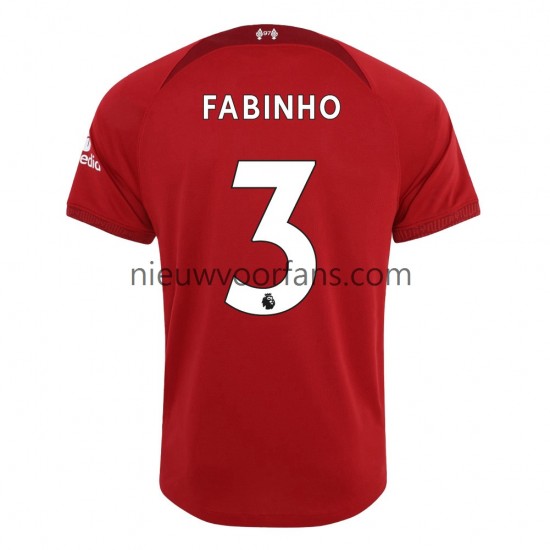 Liverpool Heren Shirt met Bedrukking Fabinho 3 Thuis 2022-2023 Korte Mouw