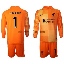 Liverpool Kind Shirt met Bedrukking Doelman A.BECKER 1 Vierde 2021-2022 Lange Mouw