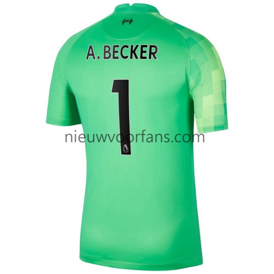 Liverpool Heren Shirt met Bedrukking Doelman A.Becker 1 Thuis 2021-2022 Korte Mouw
