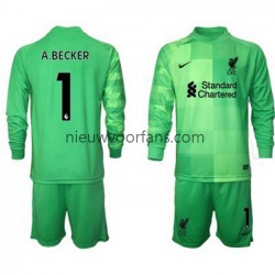 Liverpool Kind Shirt met Bedrukking Doelman Alisson Becker 1 Thuis 2021-2022 Lange Mouw