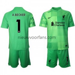 Liverpool Kind Shirt met Bedrukking Doelman Alisson Becker 1 Thuis 2021-2022 Korte Mouw