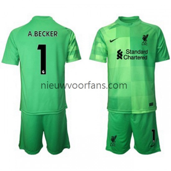 Liverpool Kind Shirt met Bedrukking Doelman Alisson Becker 1 Thuis 2021-2022 Korte Mouw