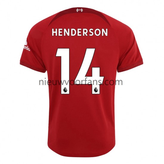 Liverpool Heren Shirt met Bedrukking Henderson 14 Thuis 2022-2023 Korte Mouw