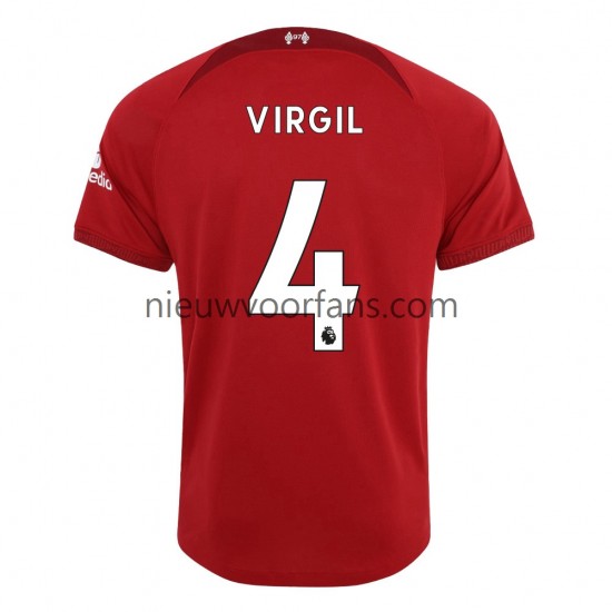Liverpool Heren Shirt met Bedrukking Virgil 4 Thuis 2022-2023 Korte Mouw