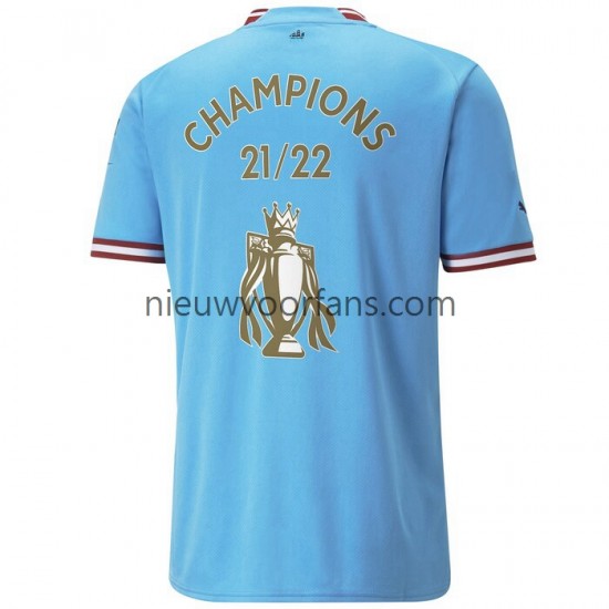 Manchester City Heren Shirt met Bedrukking Champions Thuis 2022-2023 Korte Mouw