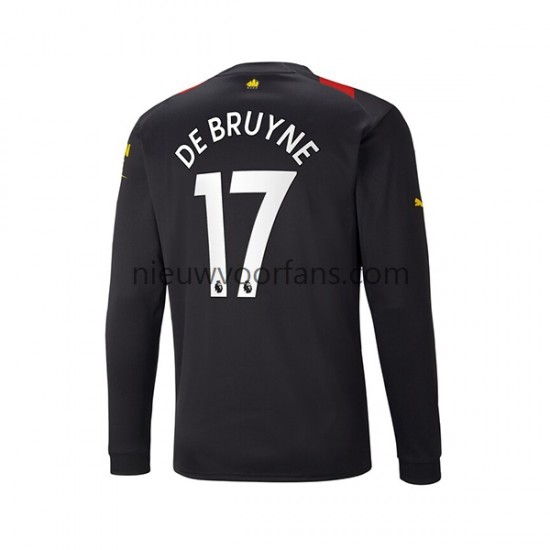 Manchester City Heren Shirt met Bedrukking De Bruyne 17 Uit 2022-2023 Lange Mouw