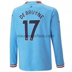 Manchester City Heren Shirt met Bedrukking De Bruyne 17 Thuis 2022-2023 Lange Mouw