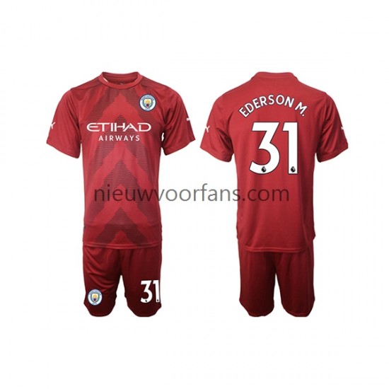 Manchester City Kind Shirt met Bedrukking Doelman Ederson M. 31 Thuis 2022-2023 Korte Mouw