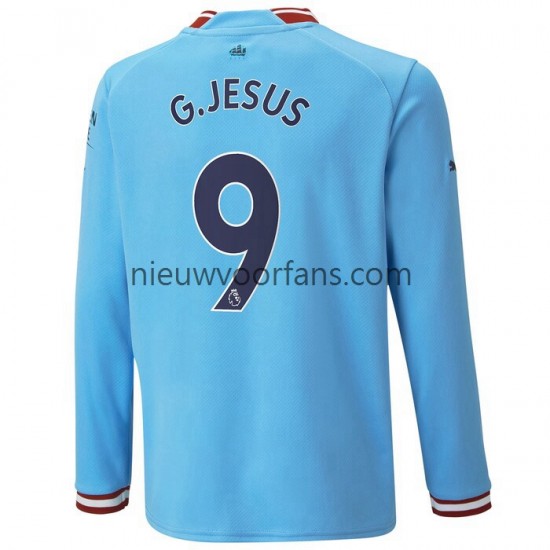 Manchester City Heren Shirt met Bedrukking G.Jesus 9 Thuis 2022-2023 Lange Mouw