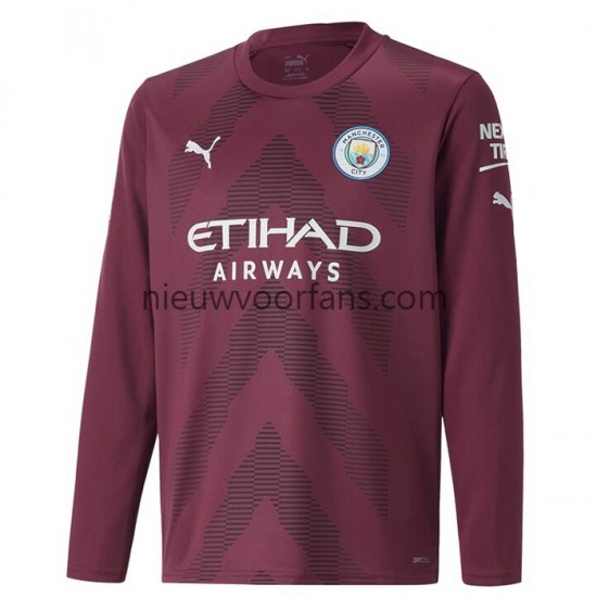 Manchester City Heren Shirt met Bedrukking Doelman Thuis 2022-2023 Lange Mouw